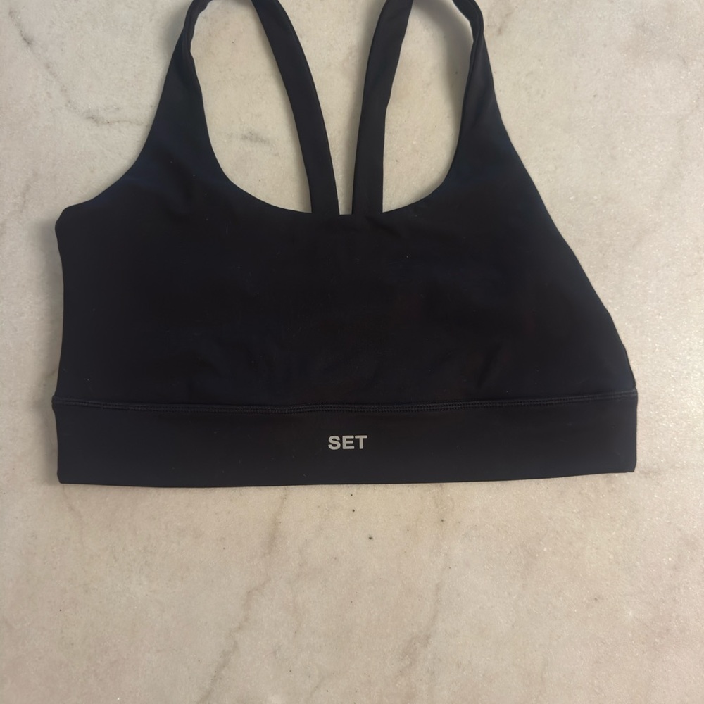 SET Active Black Double-Strap Seamless Sports Bra